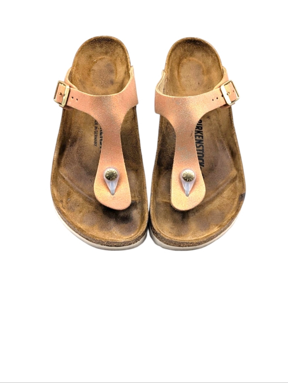 Birkenstock Gizeh Washed Metallic Orange Leather Sandals EU 38 US L7 M5 S4095 - Picture 7 of 12